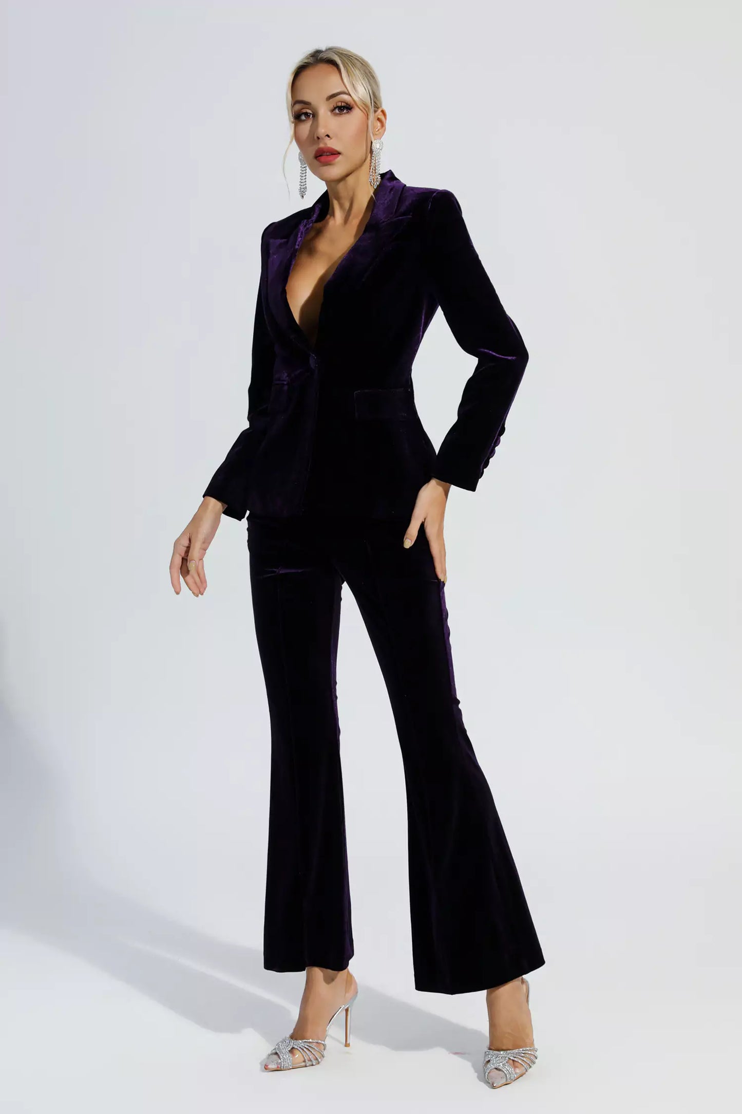 Aleena Purple Velvet Blazer Set