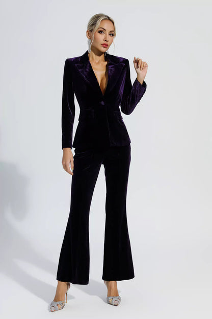 Aleena Purple Velvet Blazer Set