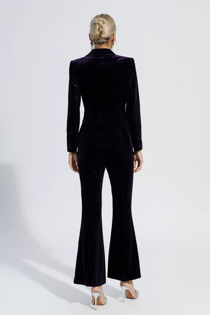 Aleena Purple Velvet Blazer Set