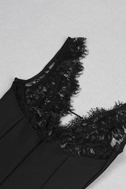 Alexandria Lace Maxi Bandage Dress - Black