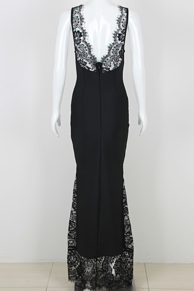 Alexandria Lace Maxi Bandage Dress - Black