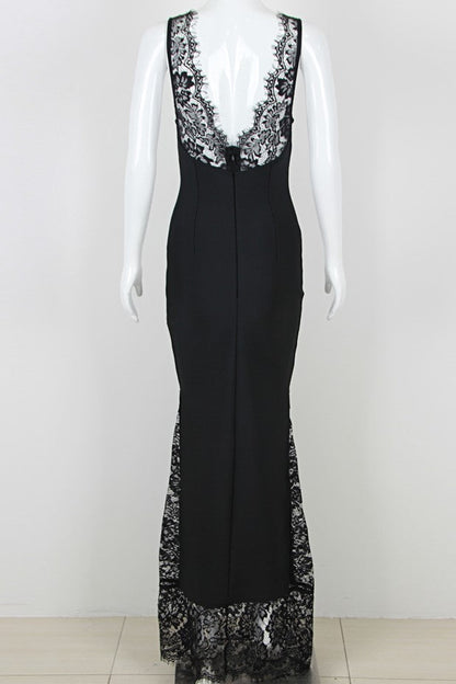 Alexandria Lace Maxi Bandage Dress - Black