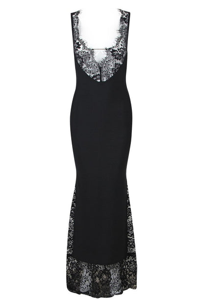 Alexandria Lace Maxi Bandage Dress - Black