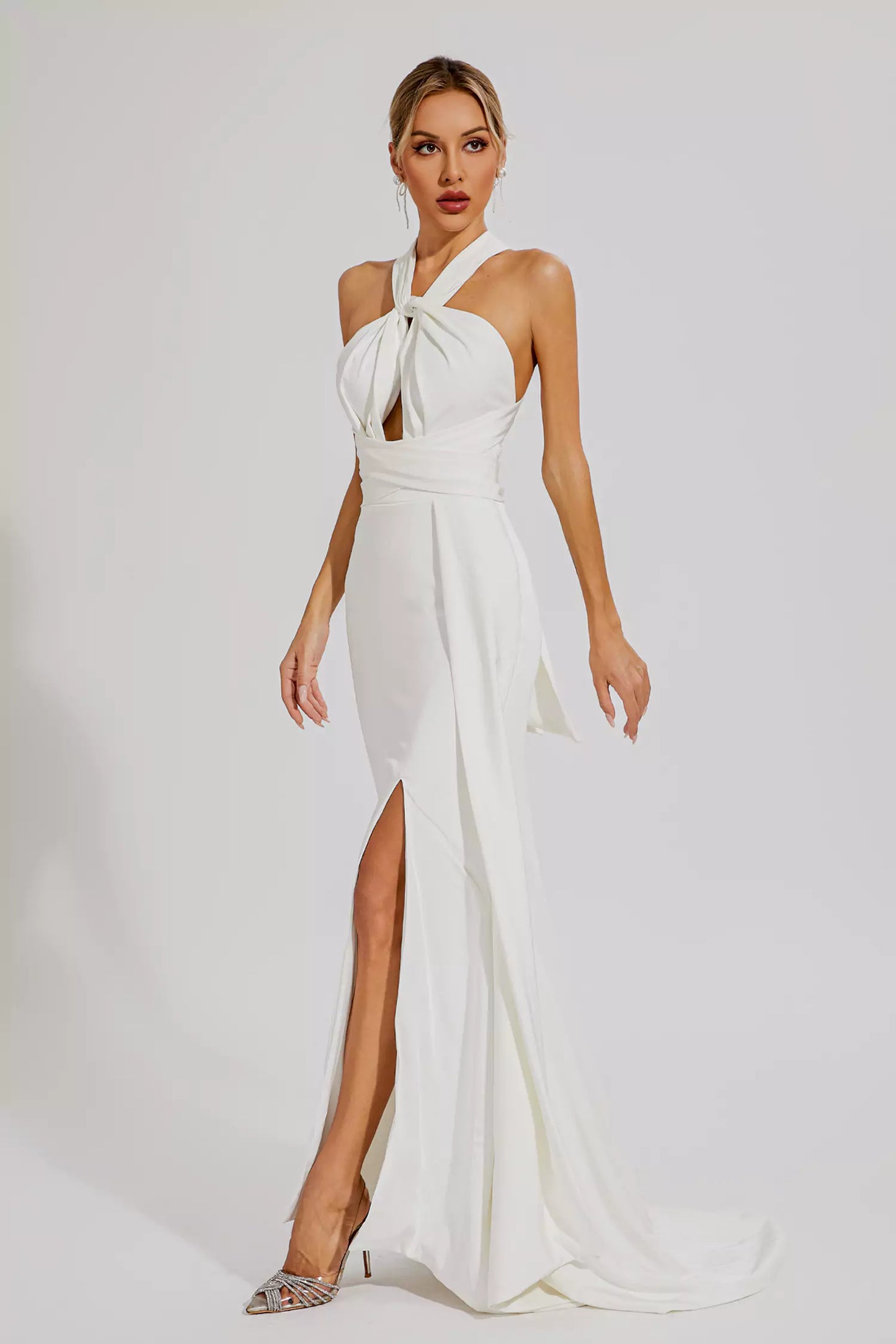 Alexia White Maxi Halter Dress