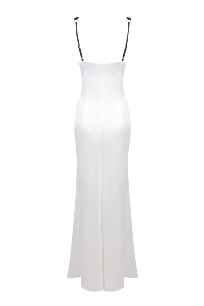 Alfredo Satin Cutout Velvet Maxi Dress - White