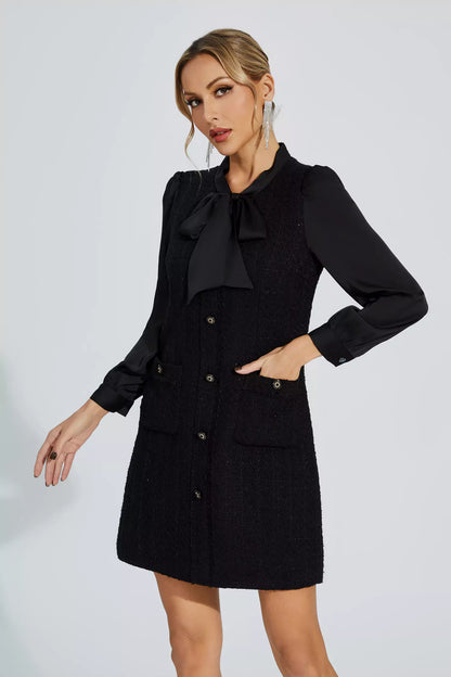 Aliya Black Bow-knot Mini Dress