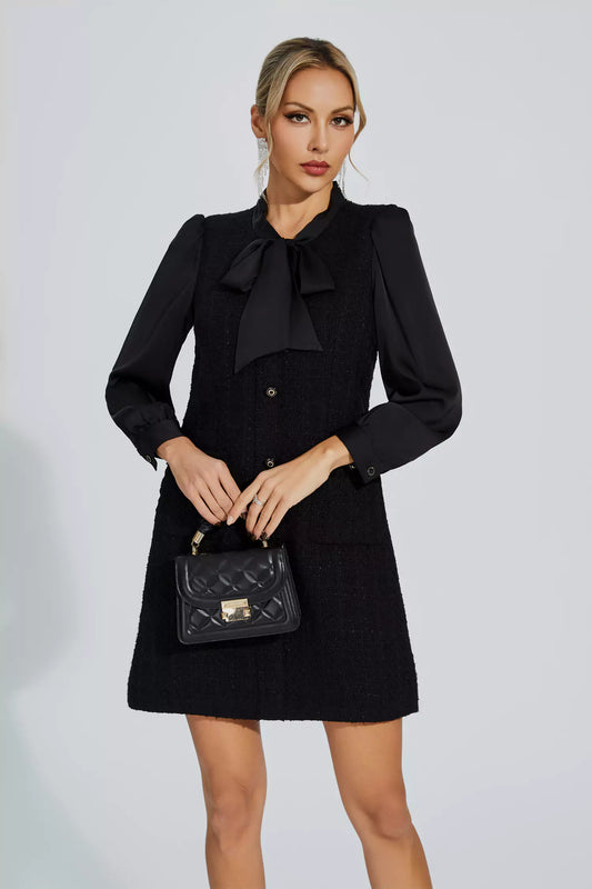 Aliya Black Bow-knot Mini Dress