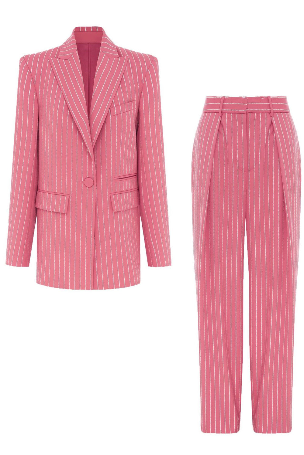 Ally Crystal Pinstripe Blazer Set - Pink