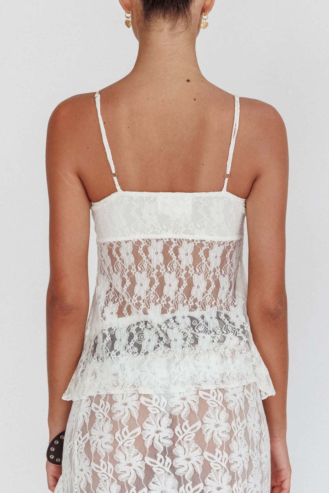 Alondra Lace Split Top - White