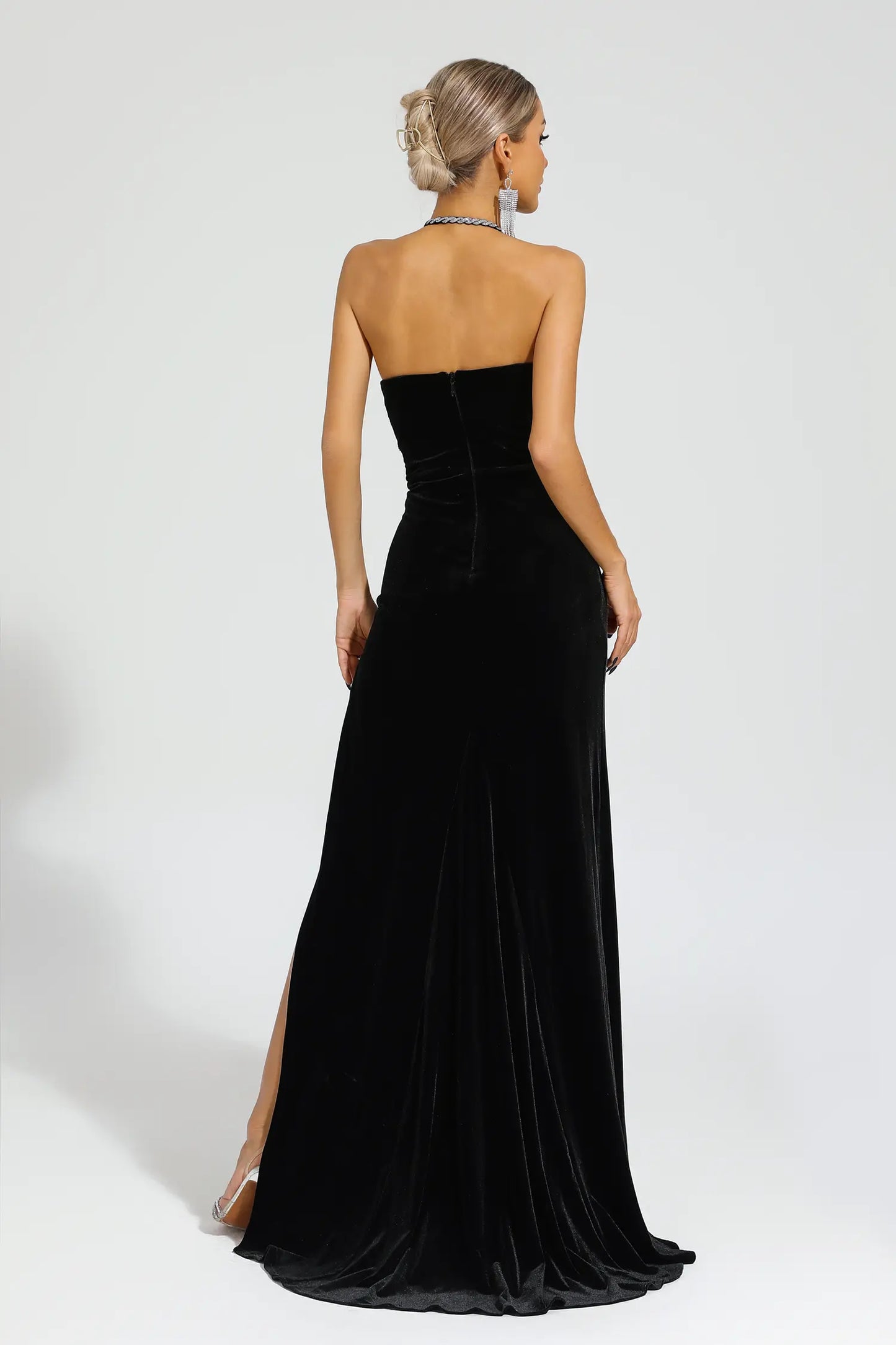 Alston Black Diamond Halter Dress