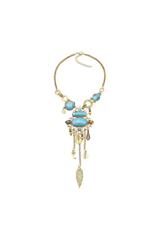 Amara Blue Gem Tassel Necklace
