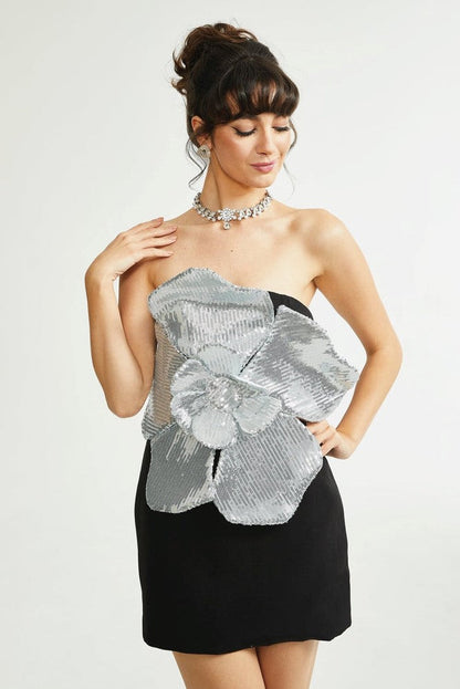 Amara Floral Strapless Midi Dress