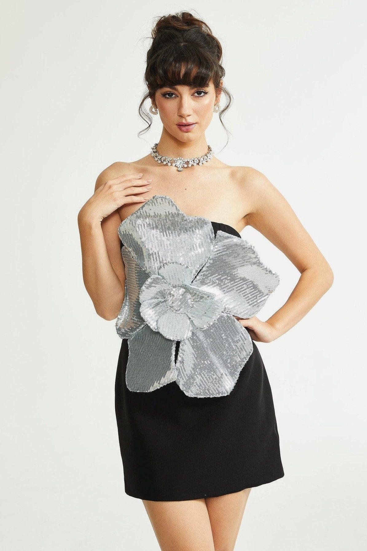 Amara Floral Strapless Midi Dress