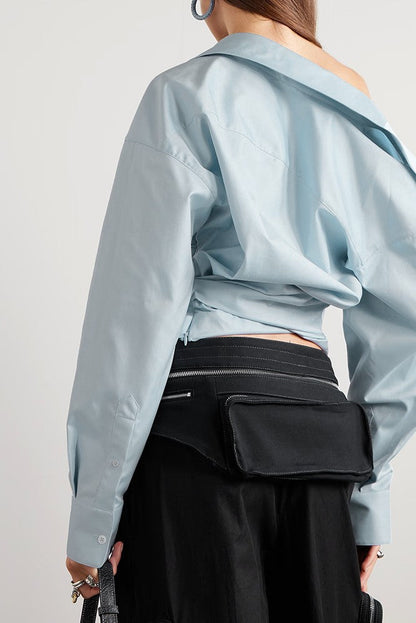 Amira Asymmetric Shirt - Blue