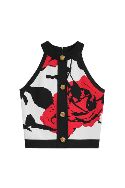 Amiya Rose Jacquard Halter Top