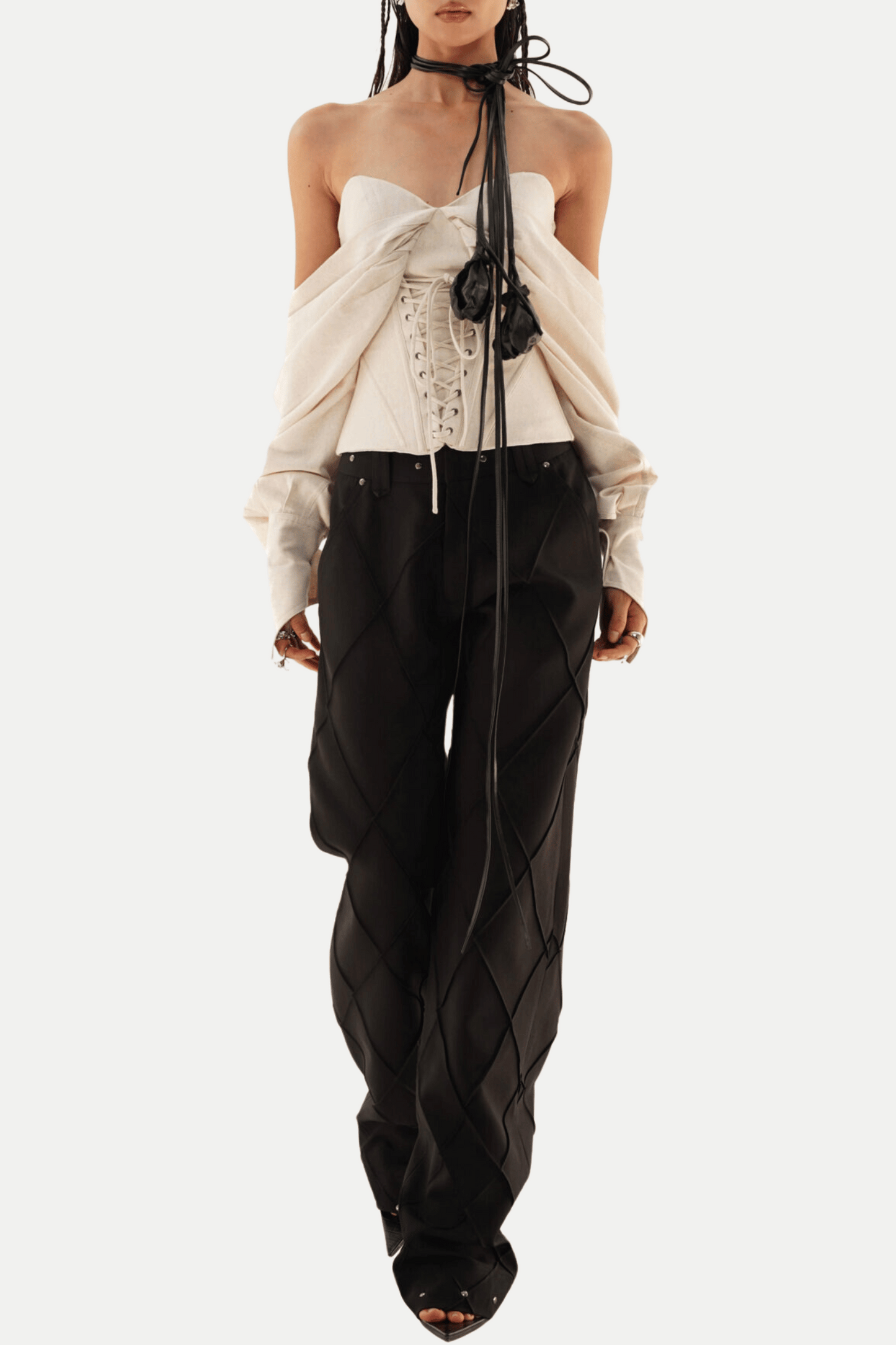 Andaia Off Shoulder Lace Up Corset Top