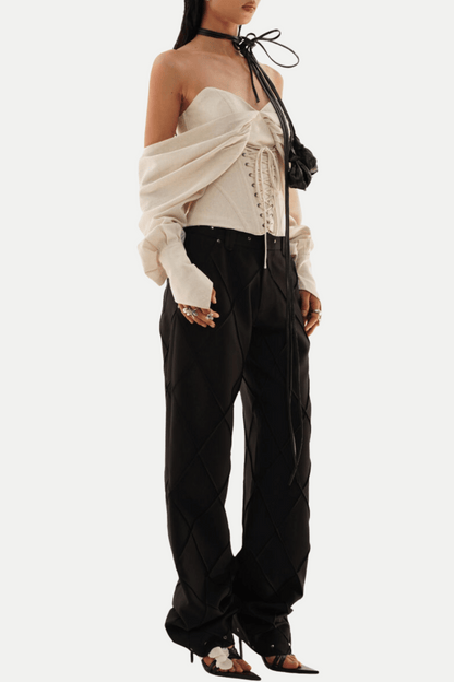 Andaia Off Shoulder Lace Up Corset Top