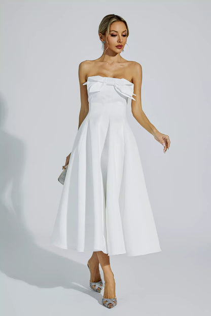 Andi White Bow Off Shoulder Dress
