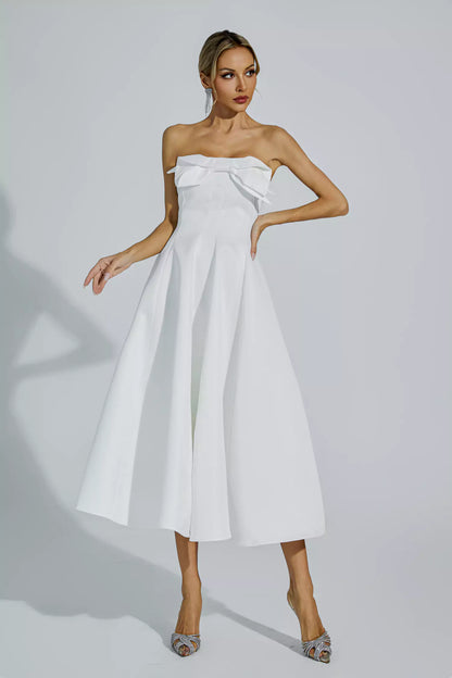 Andi White Bow Off Shoulder Dress