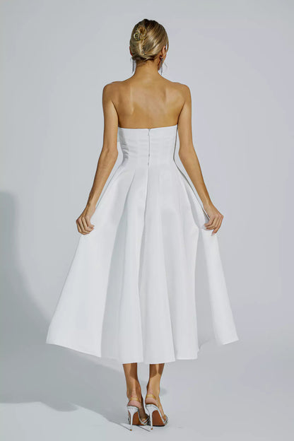 Andi White Bow Off Shoulder Dress