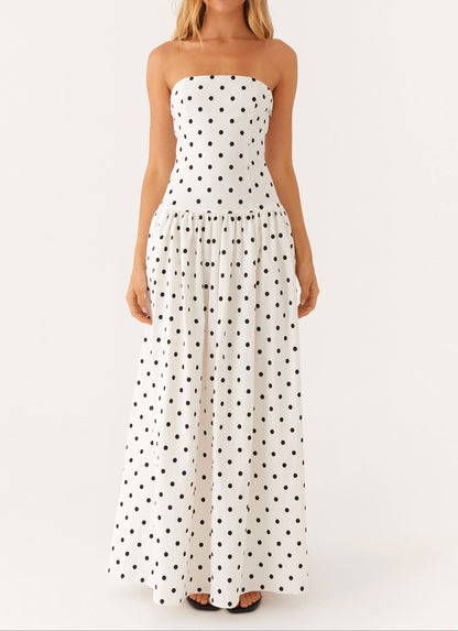 Jolanda Maxi Dress - White Polkadot