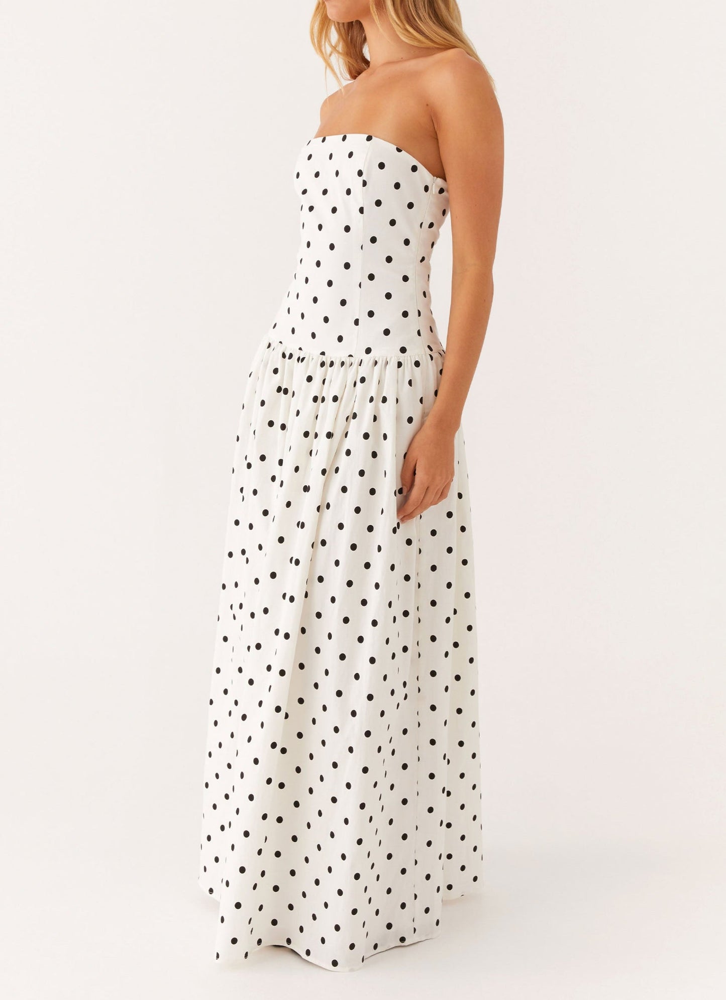 Jolanda Maxi Dress - White Polkadot