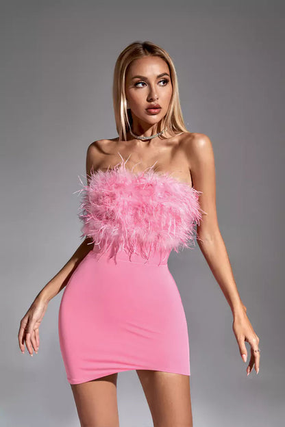 Annabelle Pink Feather Dress