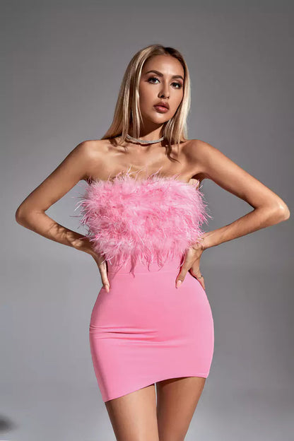 Annabelle Pink Feather Dress
