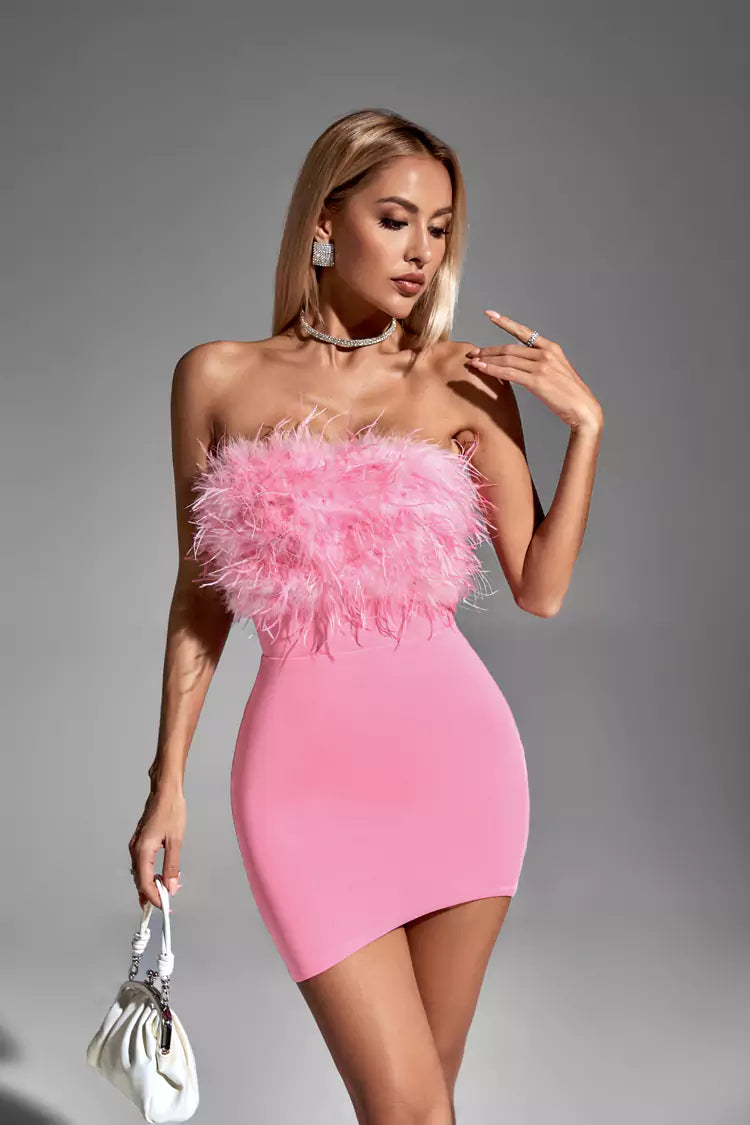 Annabelle Pink Feather Dress