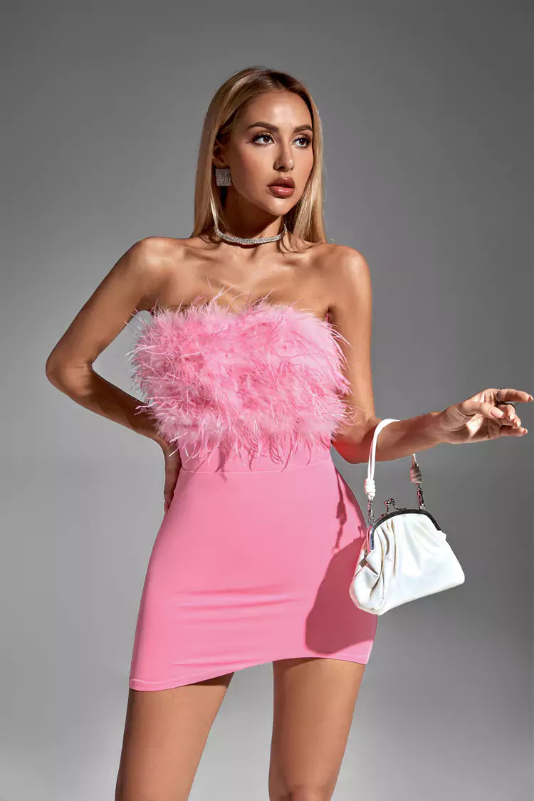 Annabelle Pink Feather Dress