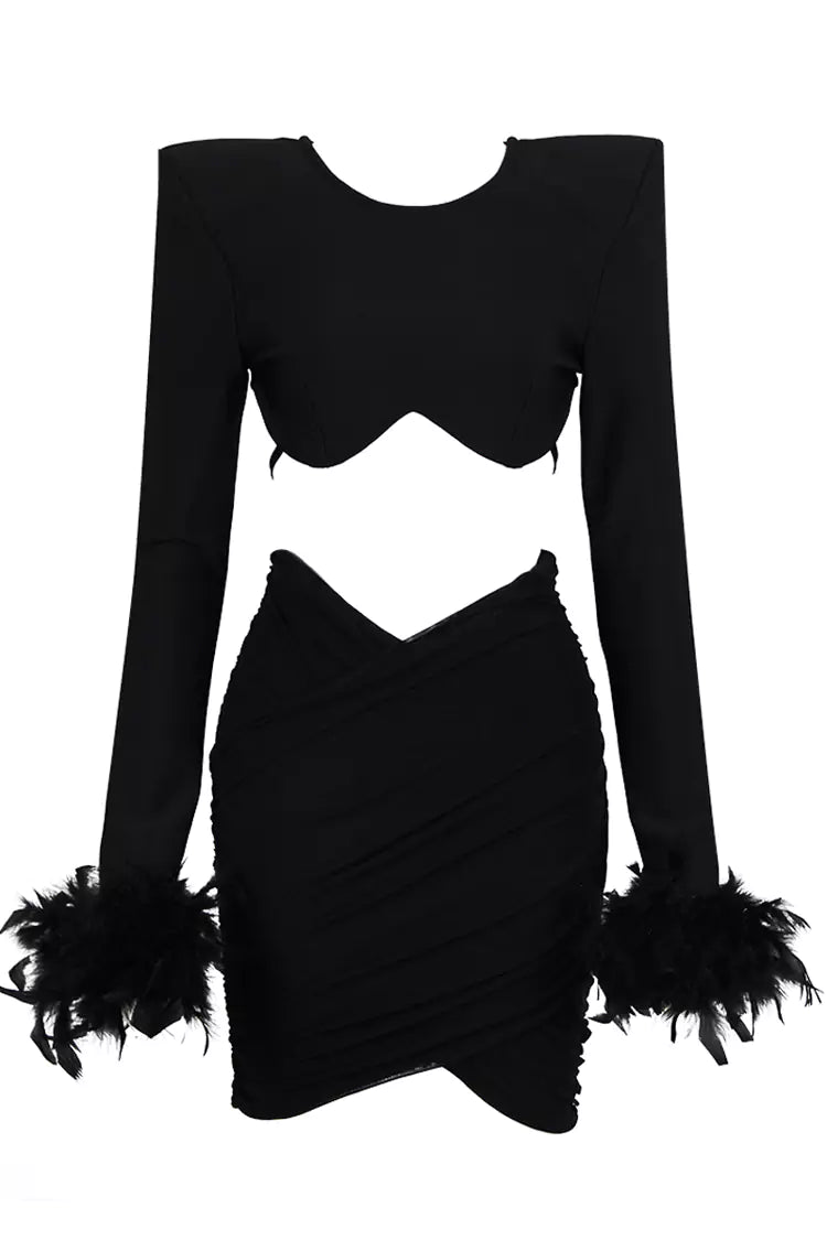 Annie Black Feather Bandage Set