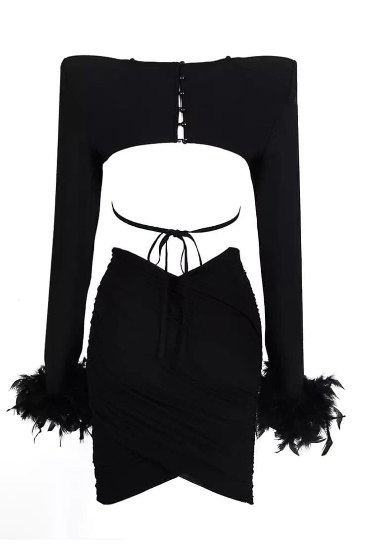 Annie Black Feather Bandage Set