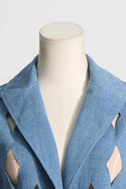 Annie Geometric Hollow Denim Coat