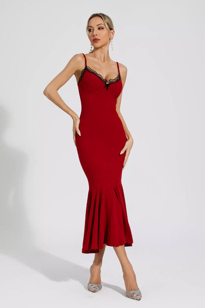 Annika Red Mermaid Slip Dress