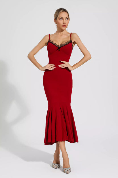 Annika Red Mermaid Slip Dress