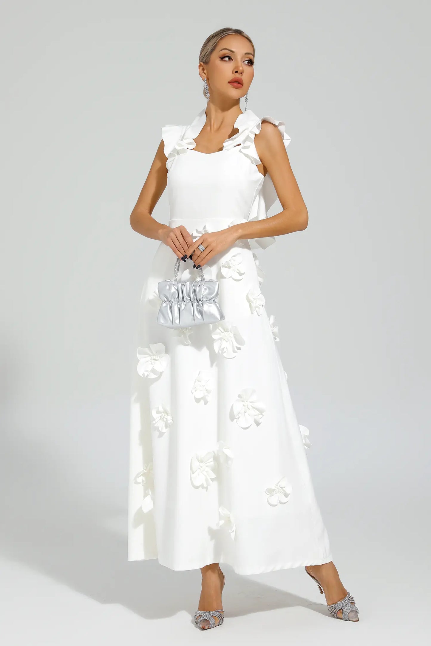 Ansel White Flower Slip Dress