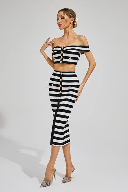 Archibald Black Striped Set