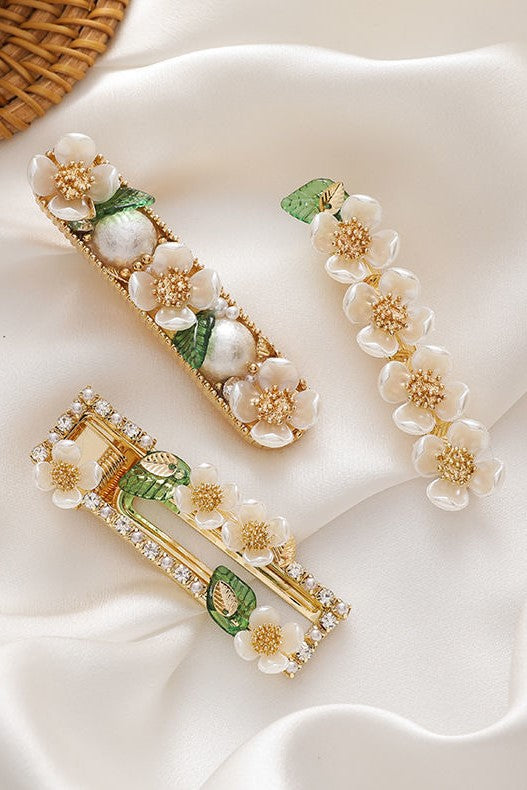 Ariana Flower Pearl Rhinestone Hair Clip