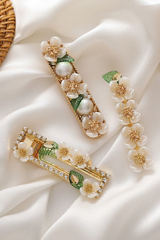 Ariana Flower Pearl Rhinestone Hair Clip