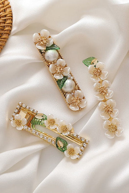Ariana Flower Pearl Rhinestone Hair Clip