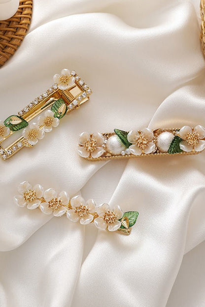 Ariana Flower Pearl Rhinestone Hair Clip