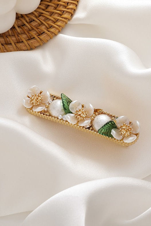 Ariana Flower Pearl Rhinestone Hair Clip