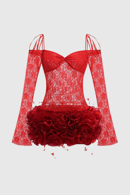 Ariat Lace Floral Appliqué Two Piece Set - Red