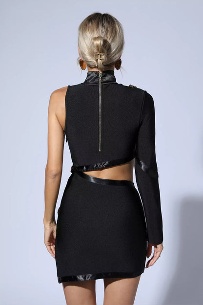 Arielle Black Hollow Out Mini Dress