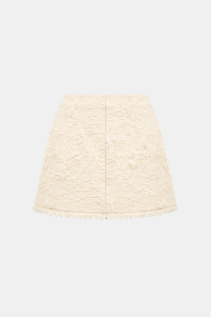 Arife Off Shoulder Bow Crystal Embellished Blazer Two Piece Set - Beige