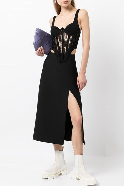 Arlette Crochet Corset Top - Black