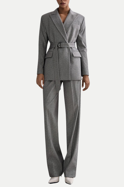Armenb Lapel Strapless Three Piece Set - Grey