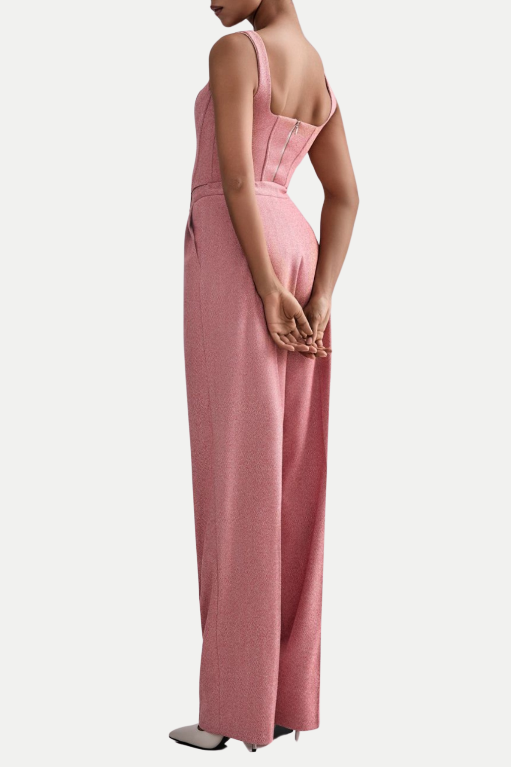 Armenb Lapel Strapless Three Piece Set - Pink