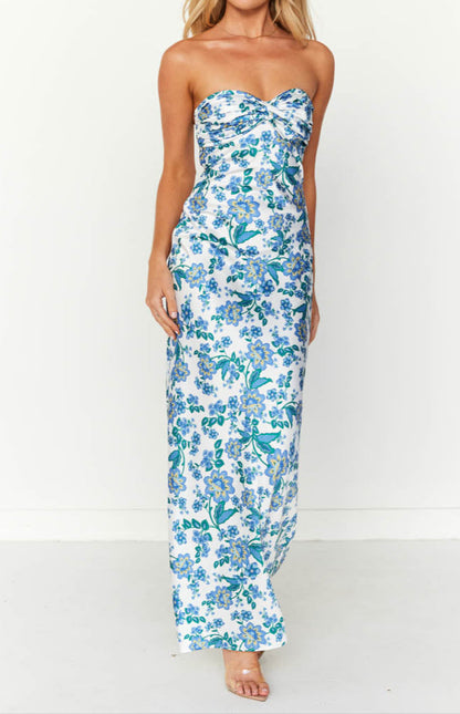 Ariana Blue Floral Formal Maxi Dress