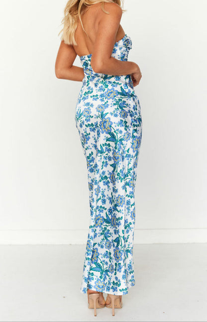 Ariana Blue Floral Formal Maxi Dress